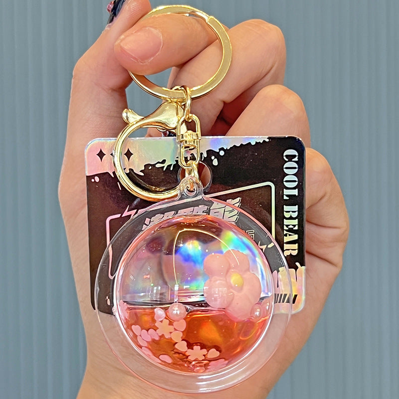 Wholesale Creative Flower Quicksand Bottle Acrylic Pendant Keychains